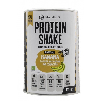 SHAKE PROTEIC ECOLOGIC VEGAN 52% Conținut De Proteine Îmbogățit cu Pulbere din Banane și Ciuperci Medicinale